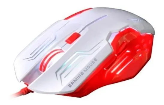 Mouse USB Netmak (NMBLAST) Retroiluminado Blanco y Rojo 2400DPI