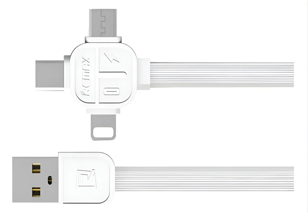 Cable USB REMAX RC-066TH 3 en 1 USB White Blanco-Micro USB USB C y Lightning