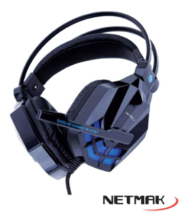 Auricular NETMAK GAMER Tipo Vincha Retroiluminado NM-SPIDER PS4/PC Ficha 3.5MM y USB