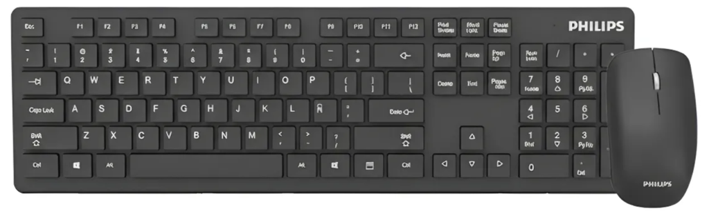 Kit Mouse+Teclado PHILIPS C602 Inalambrico Black