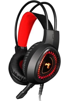 [ARKGA-472] Auricular KOLKE Tipo Vincha ARKGA-472 Negro/Rojo Dark C/Mic+Adaptador Plug 4 Contactos Retroiluminado