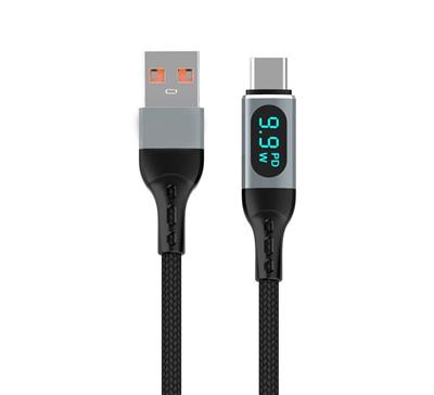 [CP01-2O-016] Cable Mallado 66W USB A Tipo C INT.CO Con Display Carga Rapida CP01-2O-016